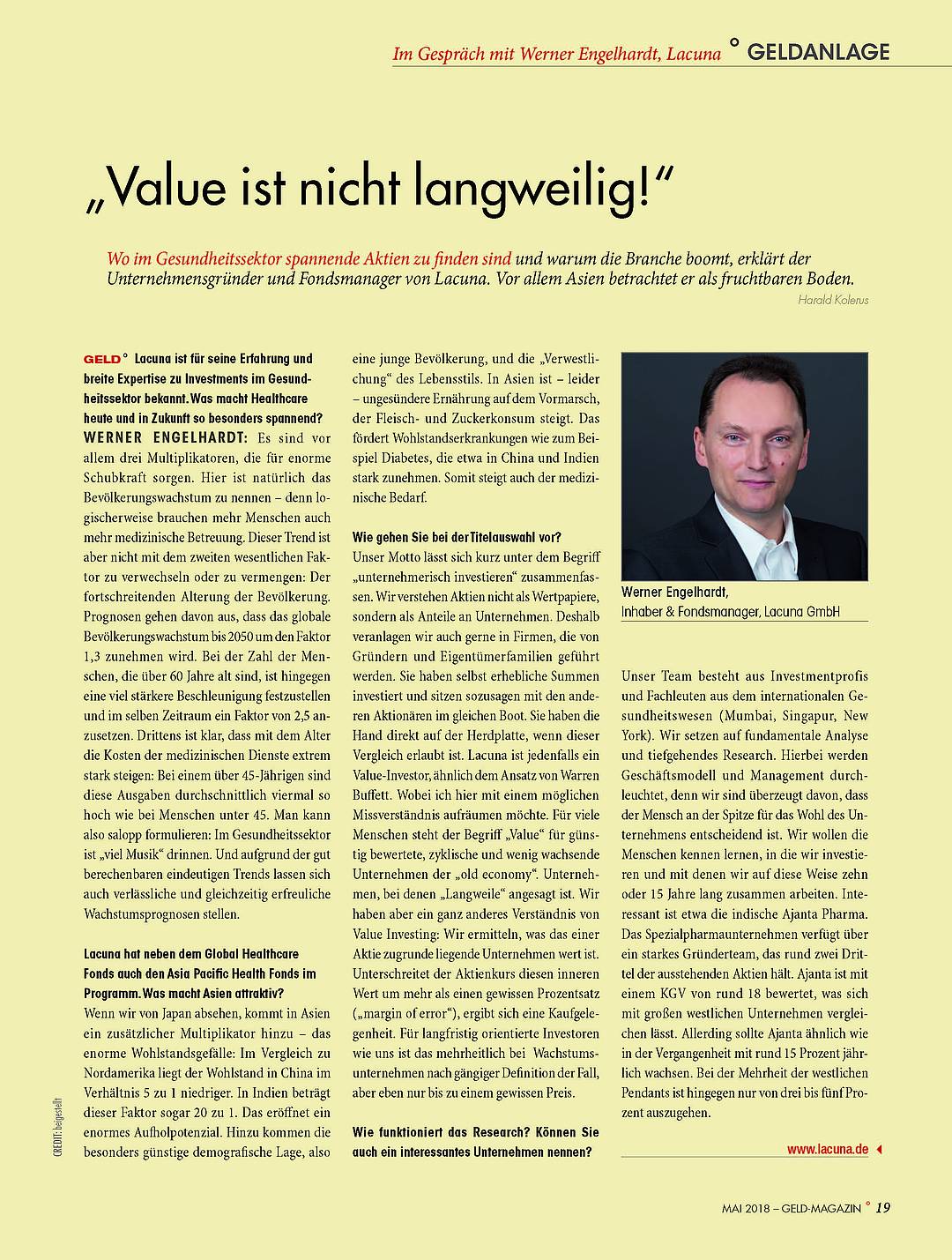 Value ist nicht langweilig Artikel Geldmagazin